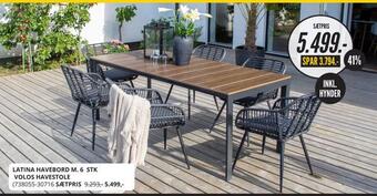 My Home Latina havebord m. 6 stk volos havestole tilbud