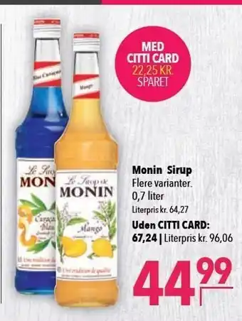 Citti Monin sirup tilbud