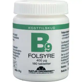 Natur-drogeriet, folsyre b9, økonomikøb 400 µg, 180 tab