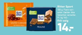 Bilka Ritter sport chokoladeplade praline tilbud
