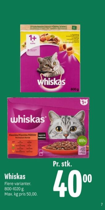 Min Købmand Whiskas kattefoder tilbud