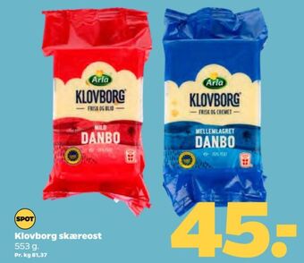 Netto Klovborg skæreost danbo mellemlagret tilbud