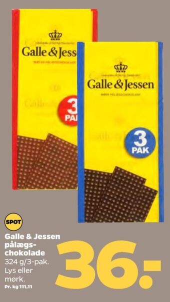 Netto Galle & jessen pålægschokolade mælk tilbud