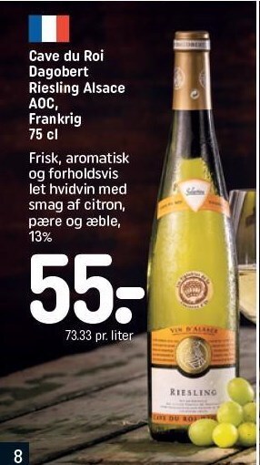 REMA 1000 Cave du roi dagobert riesling alsace aoc tilbud