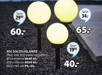 JYSK SOL SOLCELLELAMPE tilbud