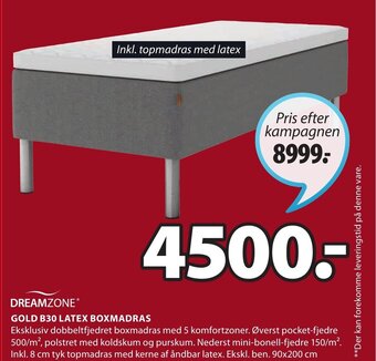 JYSK GOLD B30 LATEX BOXMADRAS tilbud