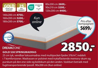 JYSK GOLD S30 SPRINGMADRAS tilbud