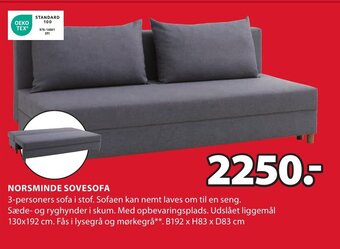 JYSK NORSMINDE SOVESOFA tilbud