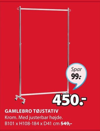 JYSK GAMLEBRO TØJSTATIV tilbud
