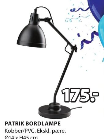 JYSK PATRIK BORDLAMPE tilbud