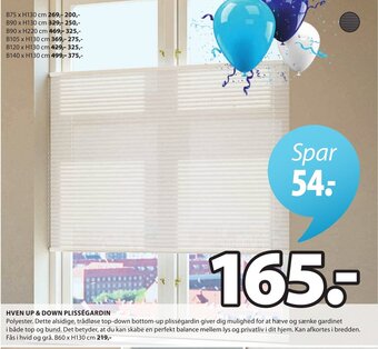 JYSK HVEN UP & DOWN PLISSÉGARDIN tilbud