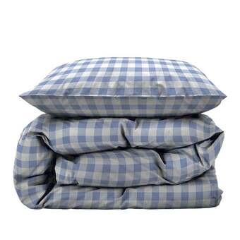 Kop & Kande Södahl gingham sengesæt sky blue 140x220 cm tilbud