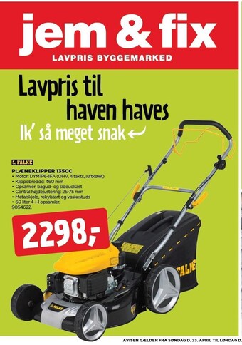 jem & fix Falke plæneklipper 135cc tilbud