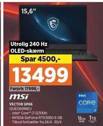 Power Msi vector gp66 tilbud