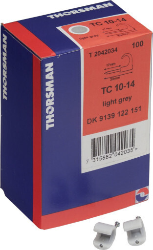 Schneider thorsman kabelclips,, 10-14 mm, grå - 100 stk