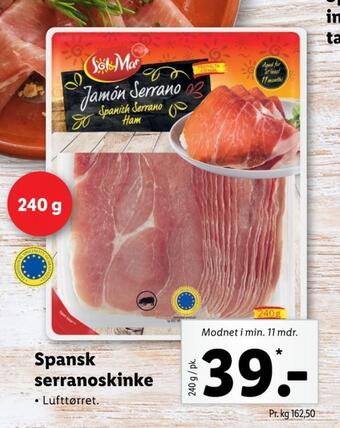 Lidl Sol & mar serranoskinke tilbud