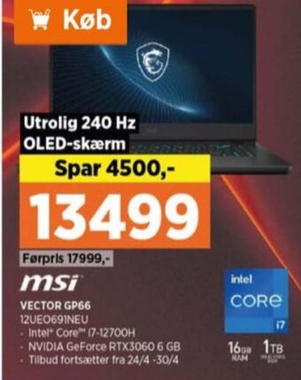 Power Msi bærbar pc tilbud