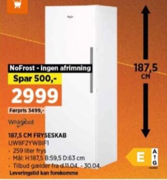 Power Whirlpool fryseskab tilbud