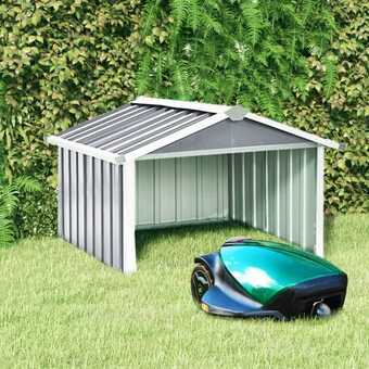 Garage til robotplæneklipper 92x97x63 cm galvaniseret stål grå