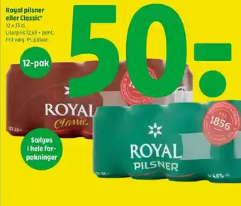 Coop 365 Royal pilsner eller Classic* 12 x 33 cl. tilbud