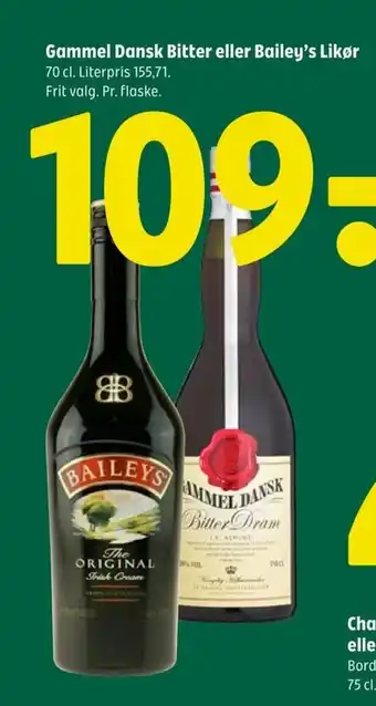 Coop 365 Gammel Dansk Bitter eller Bailey's Likør tilbud