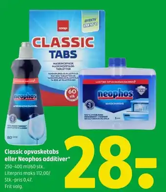 Coop 365 Classic opvasketabs eller Neophos additiver tilbud