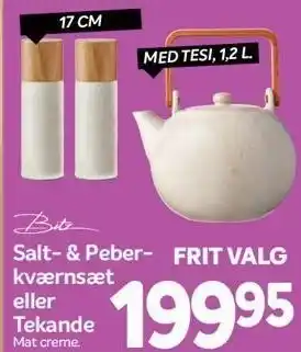Din Isenkræmmer Bitz salt- & peberkværnsæt eller tekande tilbud