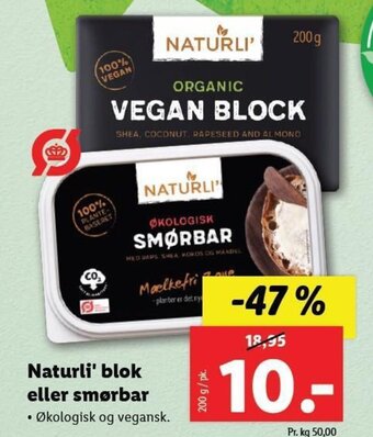 Lidl Naturli' blok eller smørbar tilbud