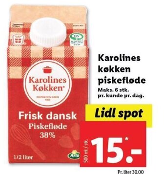 Lidl Karolines køkken piskefløde tilbud