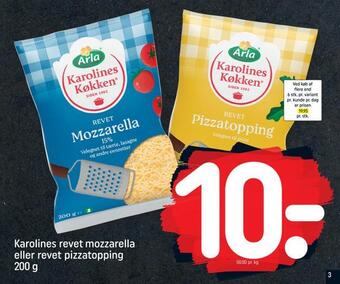 REMA 1000 Karolines revet mozzarella eller revet pizzatopping tilbud