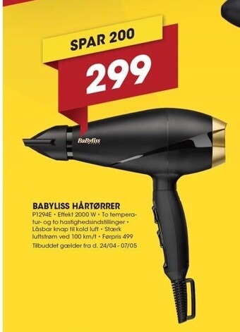 Punkt1 Babyliss hårtørrer tilbud