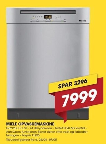 Punkt1 Miele opvaskemaskine tilbud