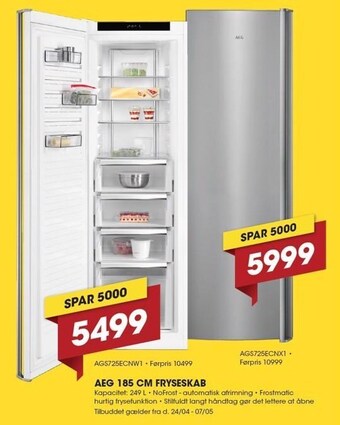 Punkt1 Aeg 185 cm fryseskab tilbud
