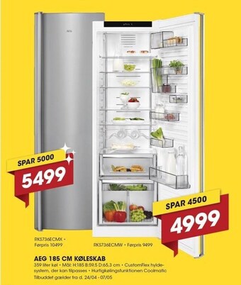 Punkt1 Aeg 185 cm køleksab tilbud