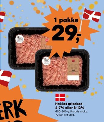 Kvickly Hakket grisekød 4-7% eller 8-12% tilbud