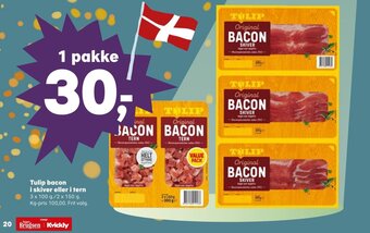 Kvickly Tulip bacon i skiver eller i tern tilbud