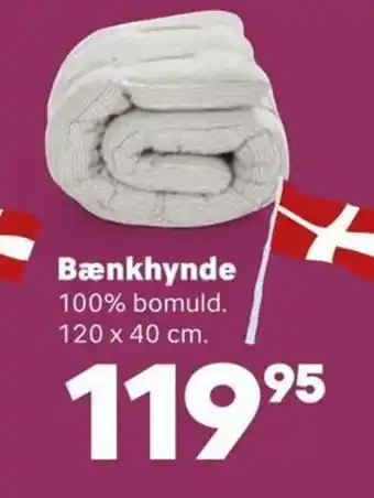 Kvickly Bænkhynde 100% bomuld. 120 x 40 cm. tilbud