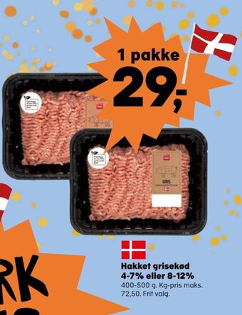 SuperBrugsen Hakket grisekød 4-7% eller 8-12% tilbud