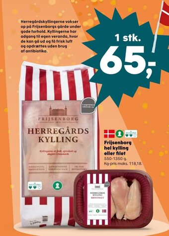 SuperBrugsen Frijsenborg hel kylling eller filet tilbud