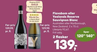 SuperBrugsen Flavabom eller Yealands Reserve Sauvignon Blanc tilbud