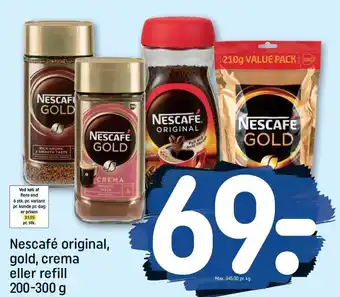 REMA 1000 Nescafé original, gold, crema eller refill 200-300g tilbud