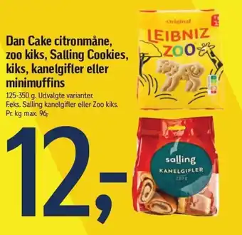 Føtex Dan Cake citronmåne, zoo kiks, Salling Cookies, kiks, kanelgifler eller minimuffins tilbud