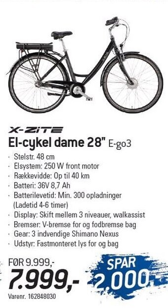 X-zite el-cykel dame 28 e-go3