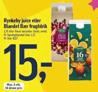 Føtex Rynkeby juice eller Blandet Bær frugtdrik tilbud