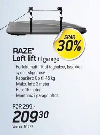 Thansen Raze loft lift til garage tilbud