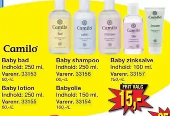 Harald Nyborg Camilo baby bad, baby lotion, baby shampoo, babyolie el. baby zinksalve tilbud