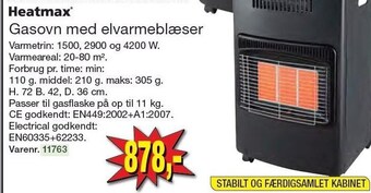Harald Nyborg Heatmax gasovn med elvarmeblæser tilbud