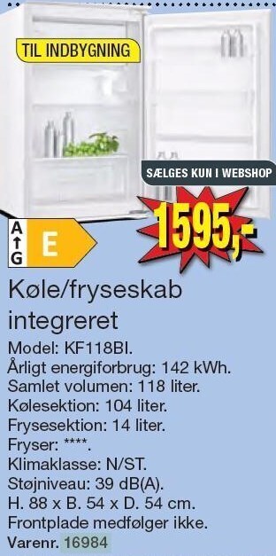Harald Nyborg Køle/fryseskab integreret tilbud