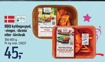 Føtex BBQ kyllingespyd, -vinger, -lårmix eller-lårsteak tilbud