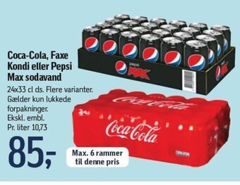 Føtex Coca-Cola, Faxe Kondi eller Pepsi Max sodavand tilbud